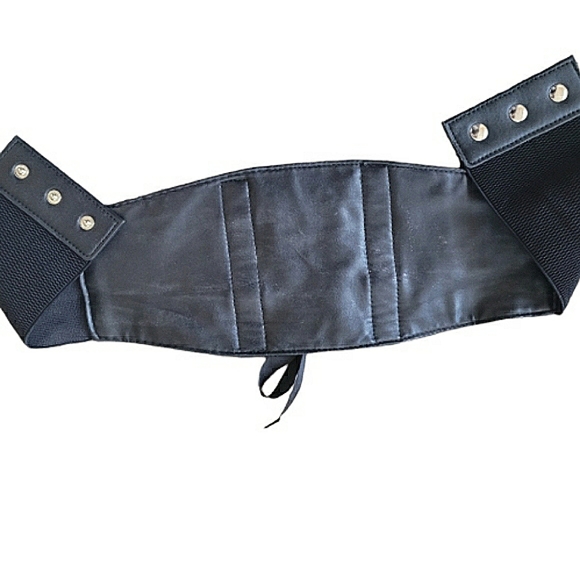 ASOS Black Floral Lace Satin Ribbon Button Closure Corset Wide Waist Belt 33" - Picture 8 of 16